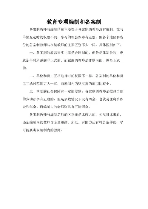 教育专项编制和备案制