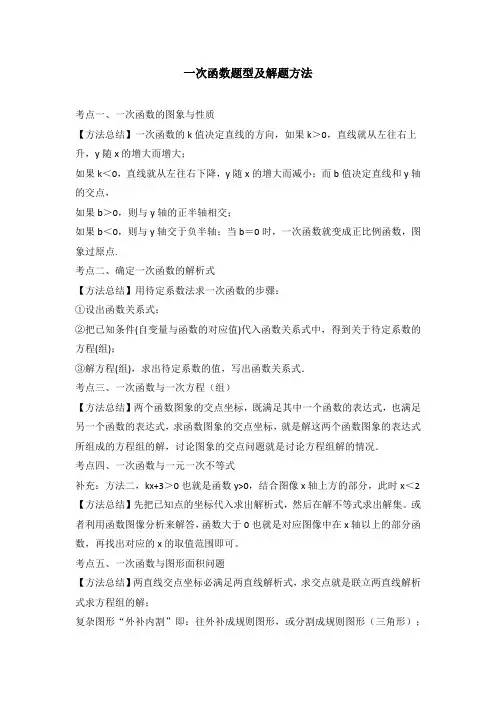 一次函数题型及解题方法
