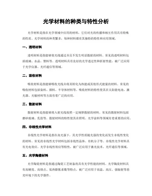 光学材料的种类与特性分析