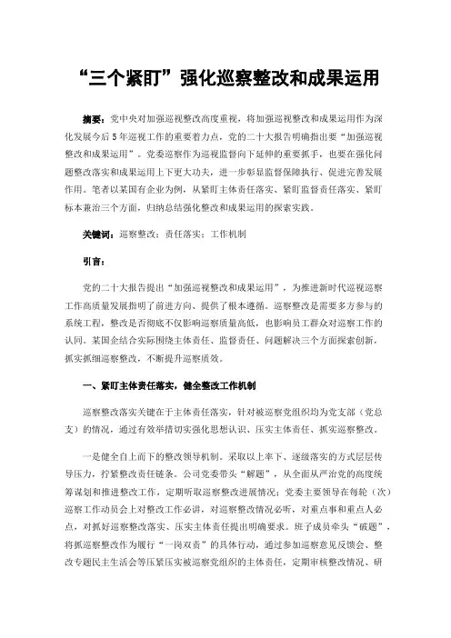 “三个紧盯”强化巡察整改和成果运用