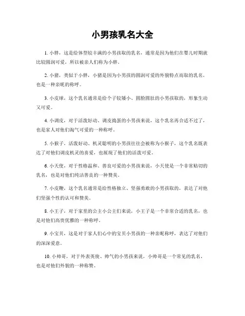 小男孩乳名大全