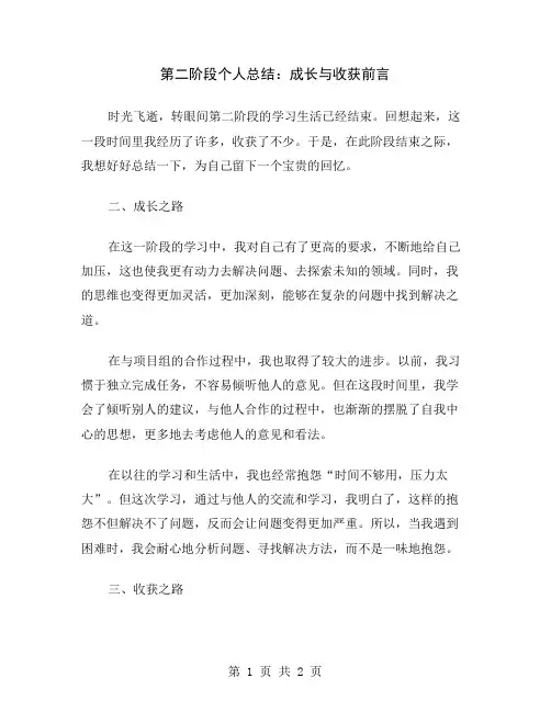 第二阶段个人总结：成长与收获