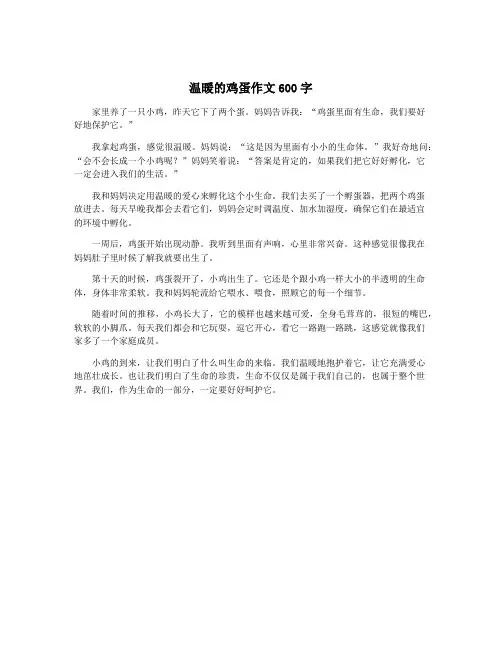 温暖的鸡蛋作文600字