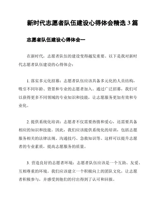 新时代志愿者队伍建设心得体会精选3篇