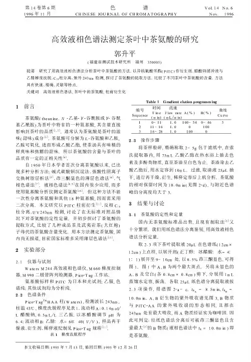 高效液相色谱法测定茶叶中茶氨酸的研究