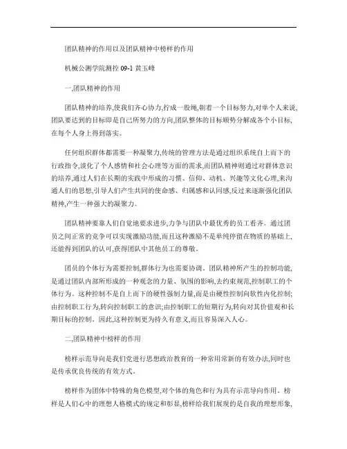 团队精神的作用以及团队精神中榜样的作用(精)