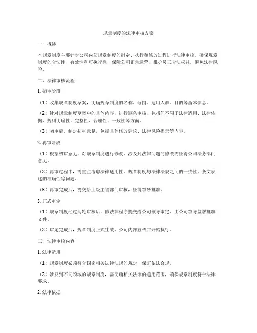 规章制度的法律审核方案