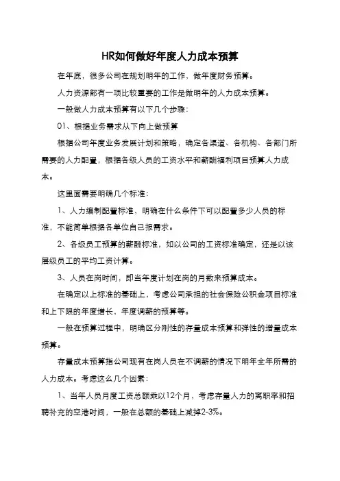 HR如何做好年度人力成本预算