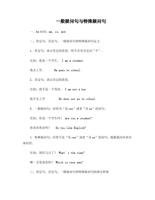 一般疑问句与特殊疑问句练习