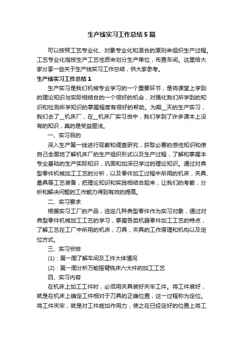 生产线实习工作总结5篇