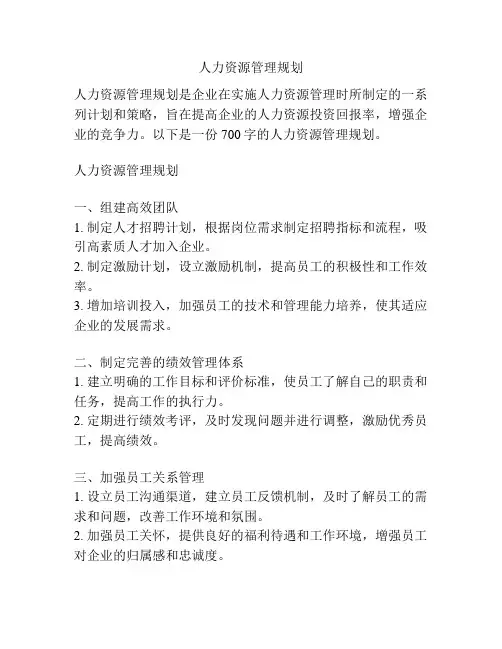 人力资源管理规划