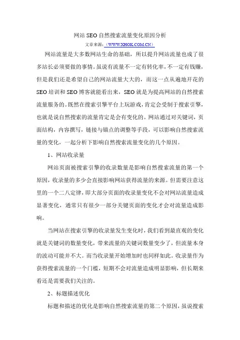 网站SEO自然搜索流量变化原因分析