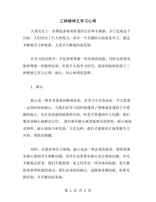 三种精神之学习心得