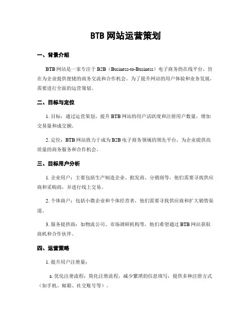 BTB网站运营策划