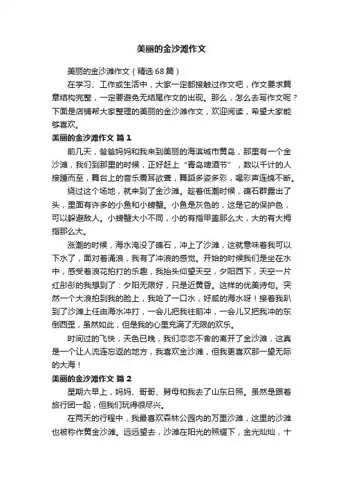 美丽的金沙滩作文