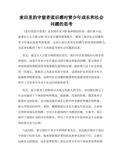 麦田里的守望者读后感对青少年成长和社会问题的思考