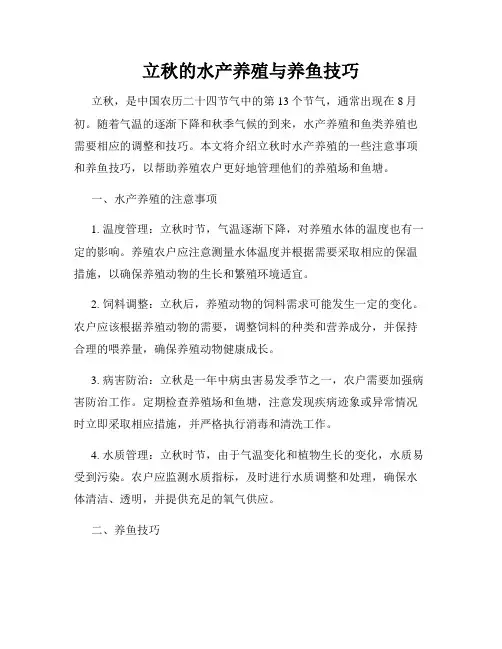 立秋的水产养殖与养鱼技巧