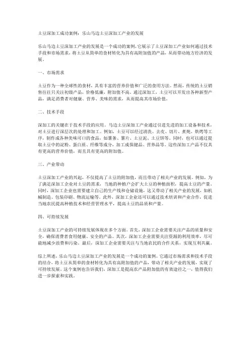 土豆深加工成功案例