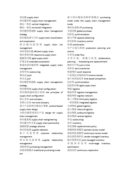 供应链中英对译