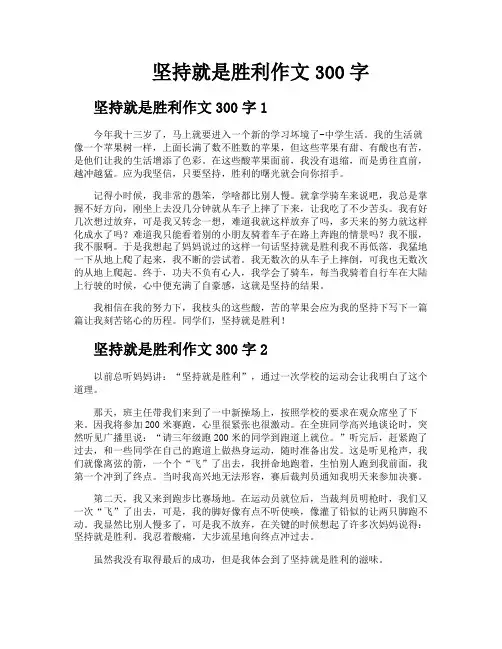 坚持就是胜利作文300字