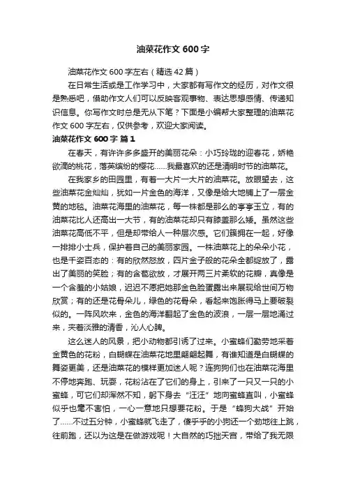 油菜花作文600字左右（精选42篇）