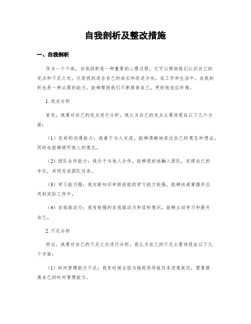 自我剖析及整改措施