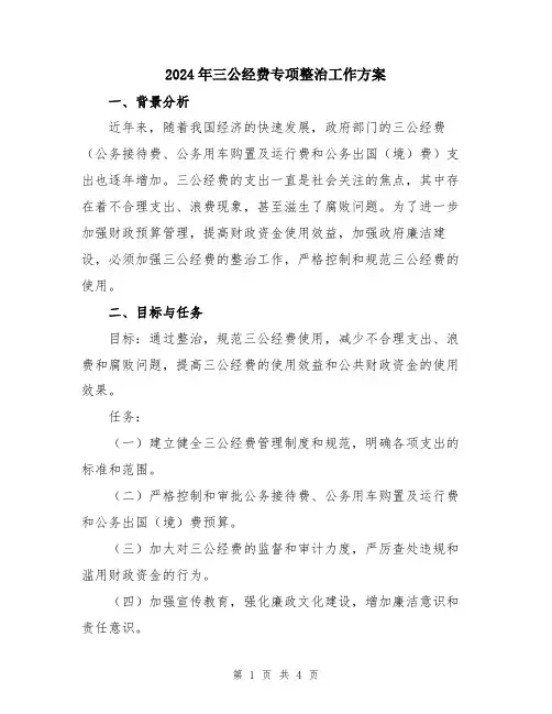 2024年三公经费专项整治工作方案