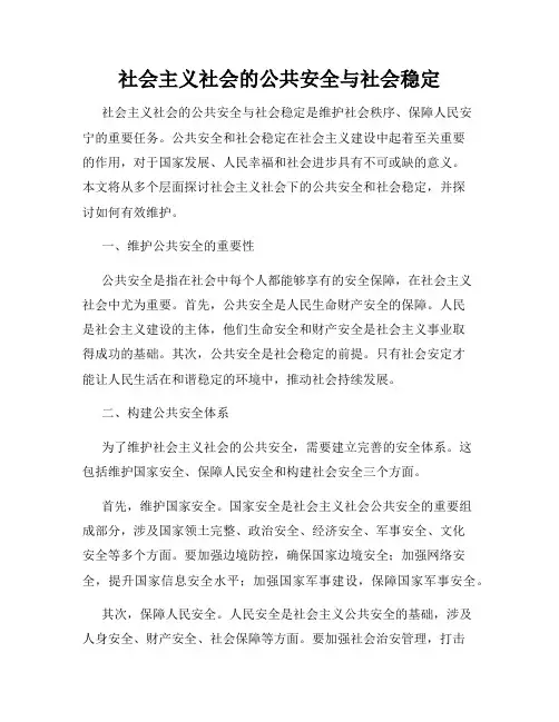 社会主义社会的公共安全与社会稳定