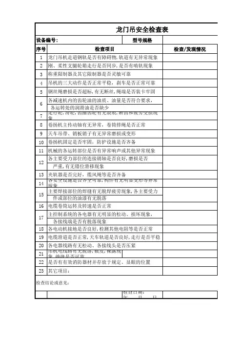 龙门吊自检报告