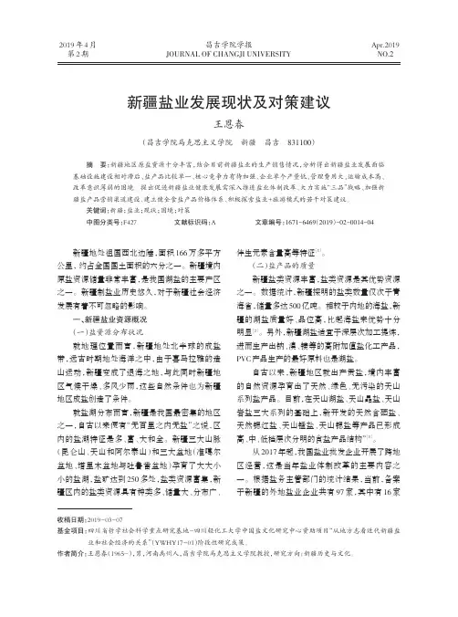 新疆盐业发展现状及对策建议