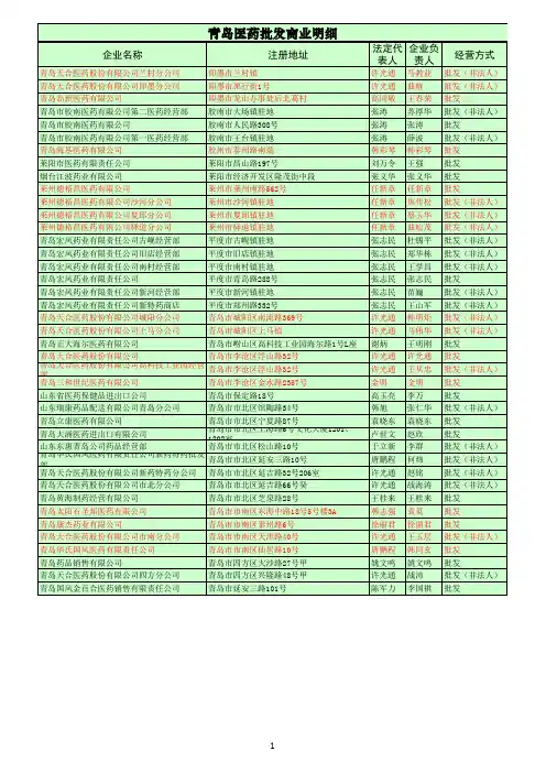青岛医药商业明细
