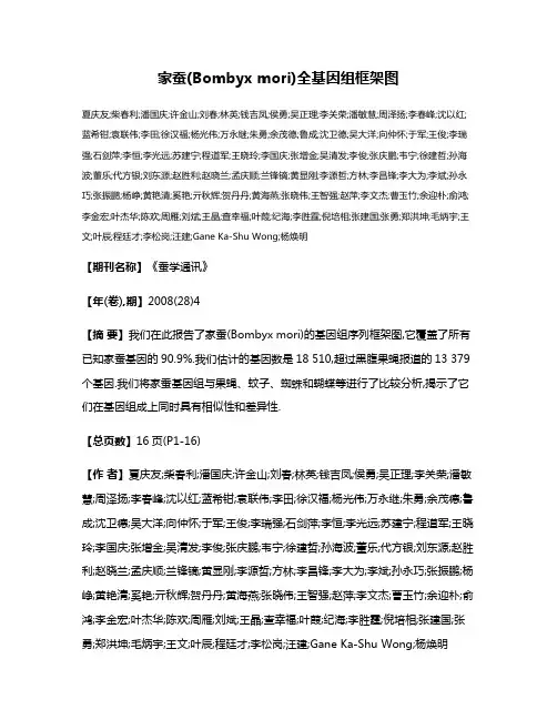 家蚕(Bombyx mori)全基因组框架图
