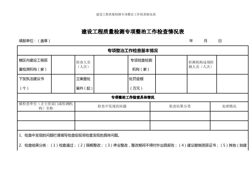 建设工程质量检测专项整治工作检查情况表