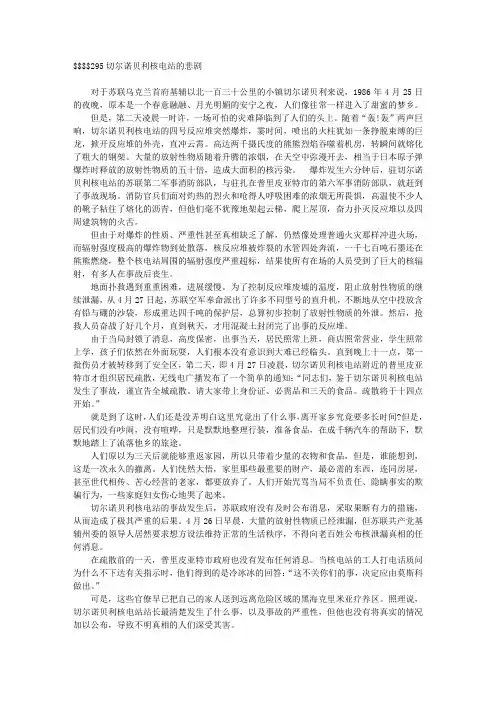 295切尔诺贝利核电站的悲剧