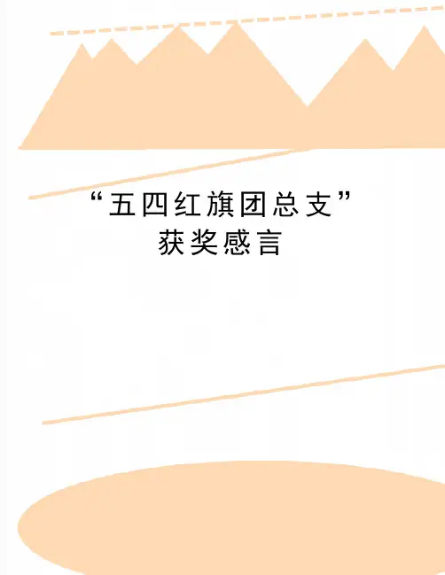 最新“五四红旗团总支”获奖感言
