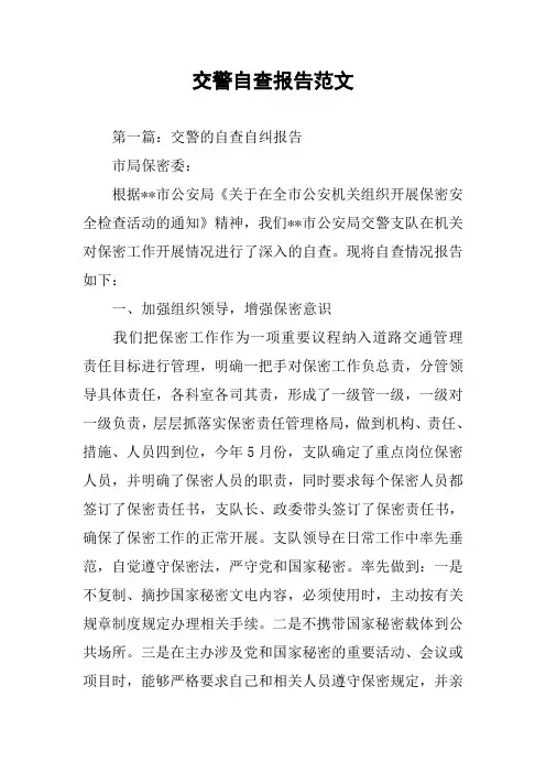 交警自查报告范文