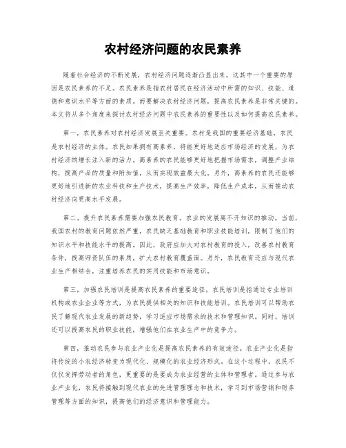 农村经济问题的农民素养