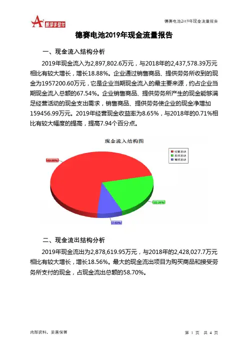 德赛电池2019年现金流量报告