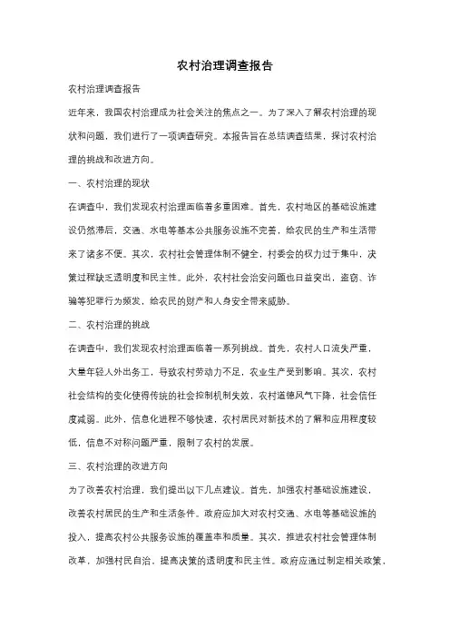 农村治理调查报告
