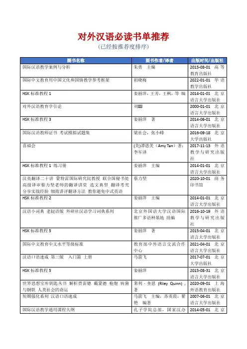 对外汉语必读书单推荐[精美打印版本]