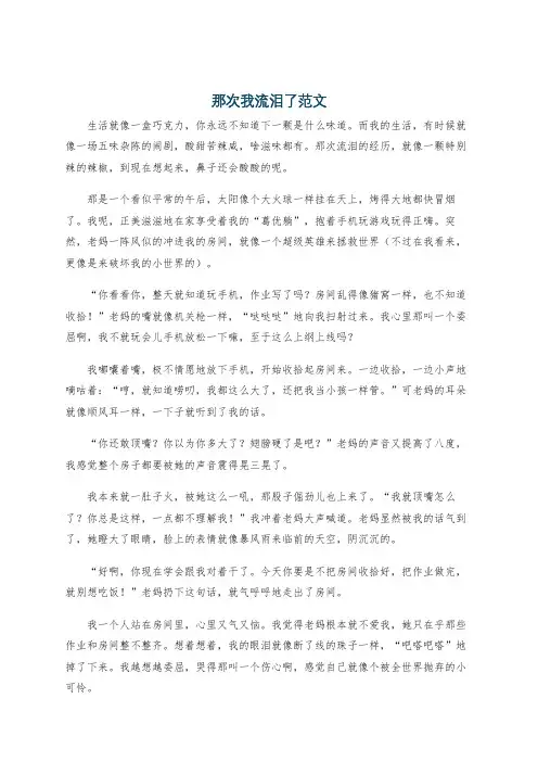 那次我流泪了范文