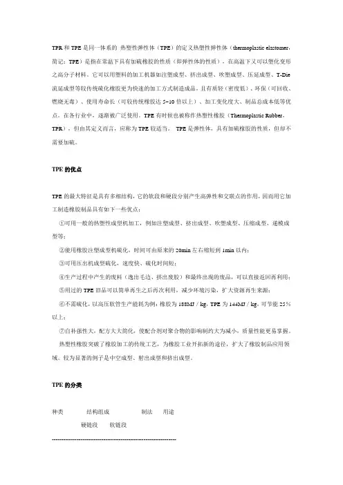 TPE的优点、分类及注塑加工工艺