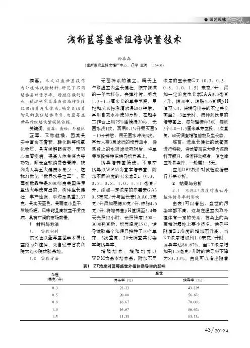 浅析蓝莓盛世组培快繁技术