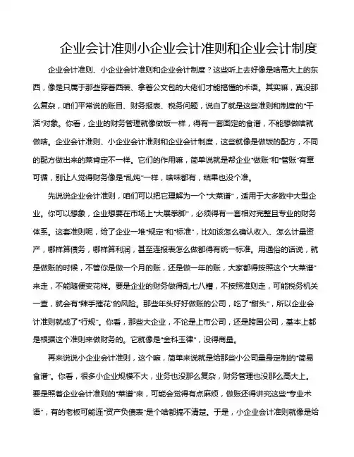 企业会计准则小企业会计准则和企业会计制度