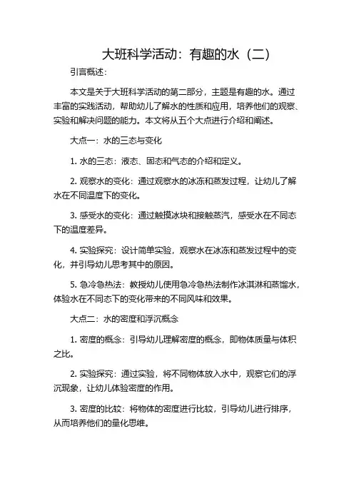 大班科学活动：有趣的水(二)
