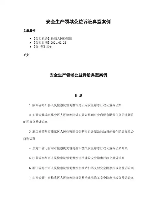 安全生产领域公益诉讼典型案例