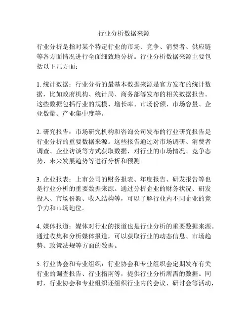 行业分析数据来源