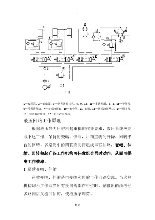 起重机液压原理图及简要分析