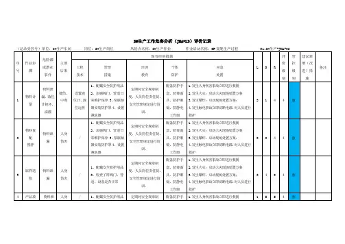 工艺过程安全风险分析SP复配生产过程