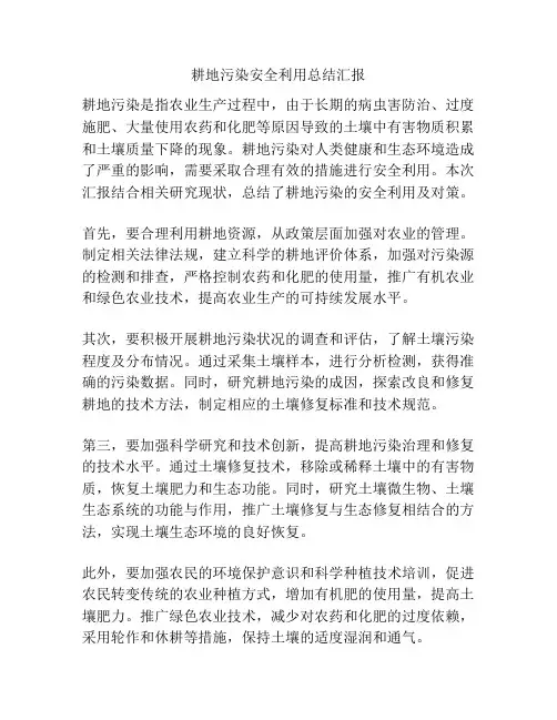 耕地污染安全利用总结汇报